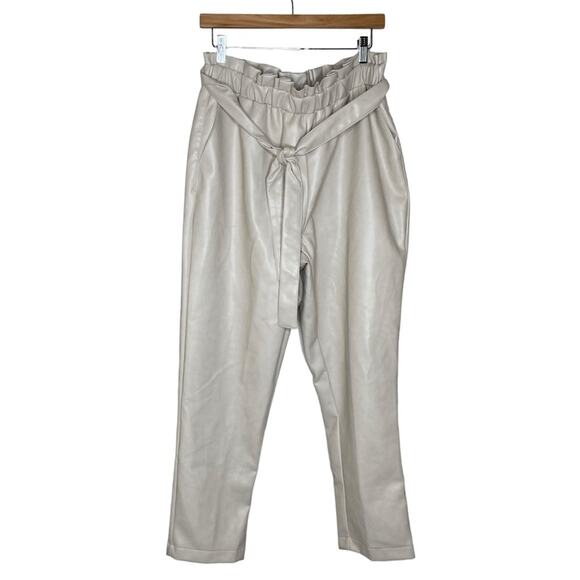Bagatelle Collection Paperbag High Waist Faux Leather Vegan Pants Women’s Medium - Picture 1 of 9